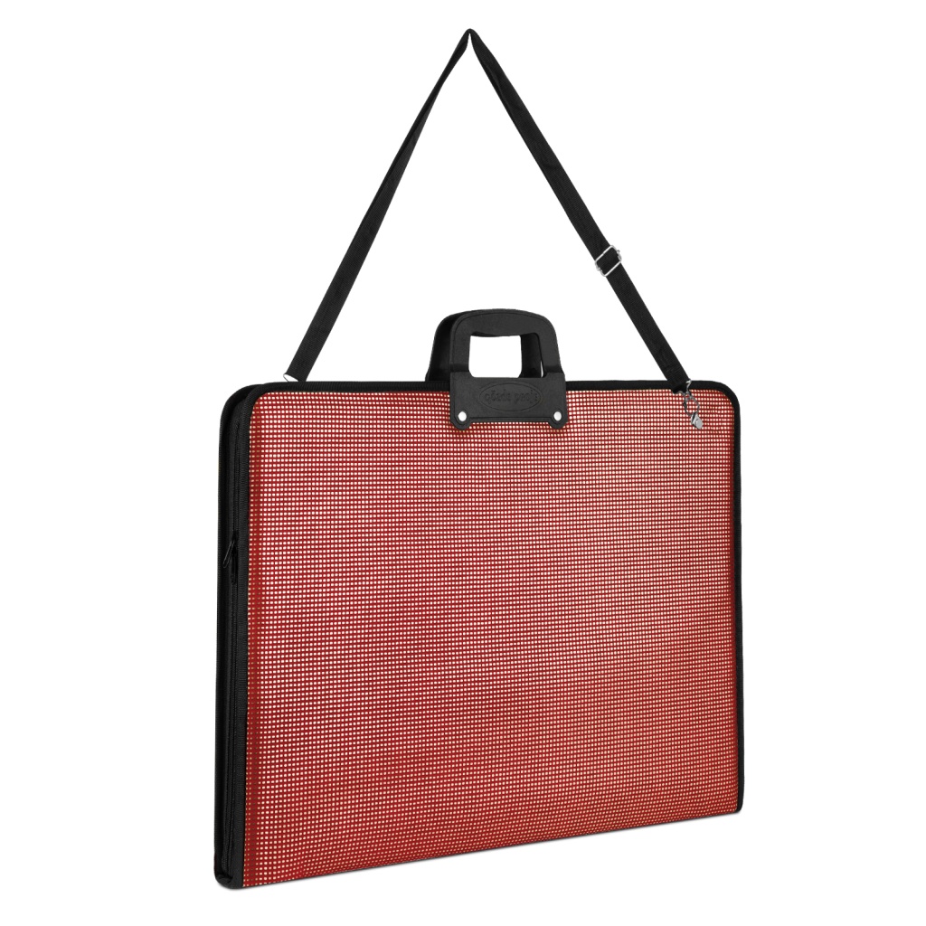 35x50 cm (38x53 Cm) Suni Deri Resim - Proje Çantası Cepli Kırmızı