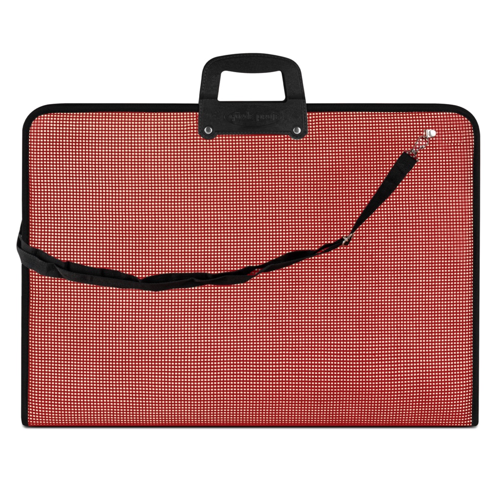 35x50 cm (38x53 Cm) Suni Deri Resim - Proje Çantası Cepli Kırmızı