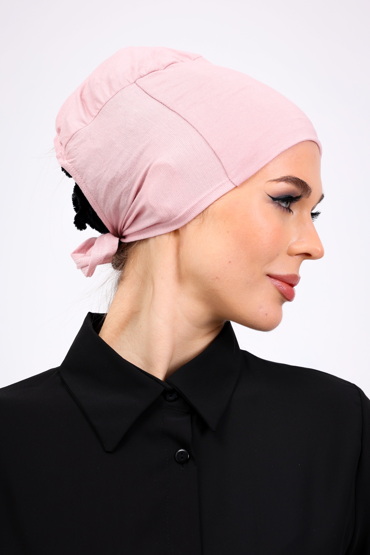 Kaymayan Pembe Bone Silikonlu Kaymaz Dikişsiz Kadın Tesettür Bağlamalı