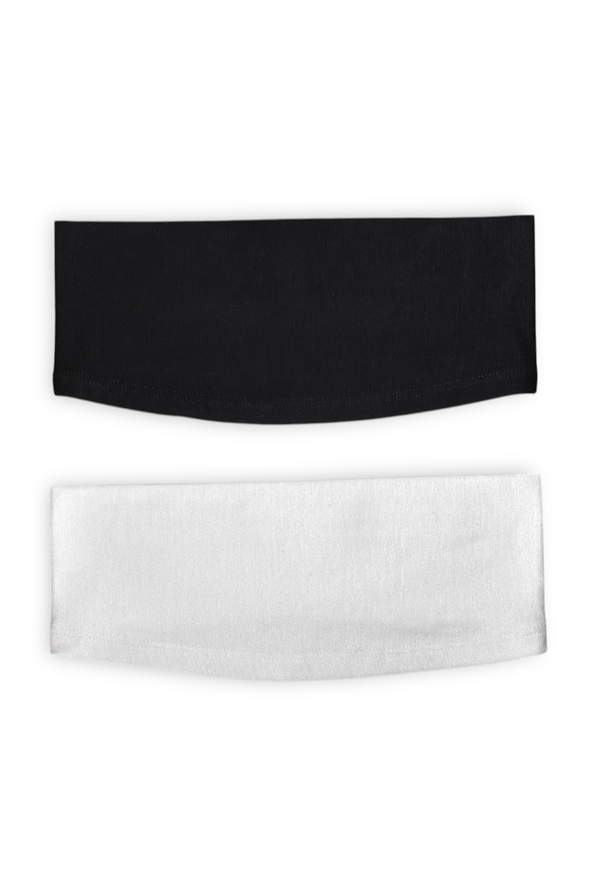 2li Bandana Siyah Beyaz Geçme Dikişsiz Tesettür Bone - Sportif Spor Saç Bandı