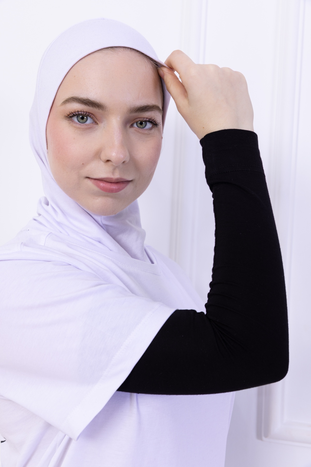 Pratik Likralı Penye Kolluk Siyah - Kadın Tesettür Düz Namaz Kolluğu 1 Çift Viskon Hijab