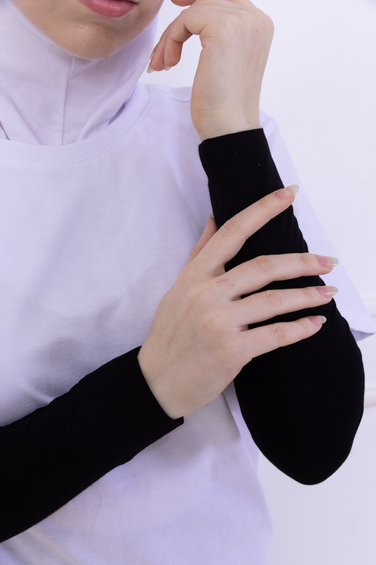 Pratik Likralı Penye Kolluk Siyah - Kadın Tesettür Düz Namaz Kolluğu 1 Çift Viskon Hijab