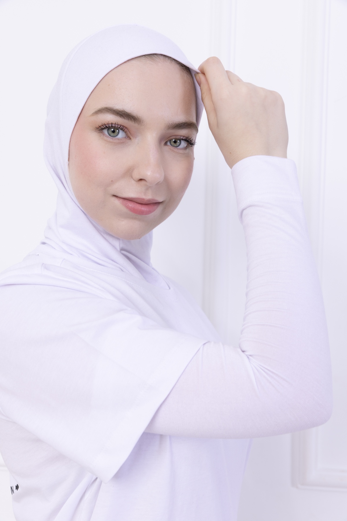 Pratik Likralı Penye Kolluk Beyaz - Kadın Tesettür Düz Namaz Kolluğu 1 Çift Viskon Hijab