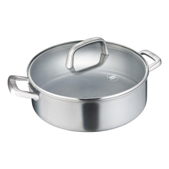 099212 Tricion Pro Paslanmaz Çelik PilavKarnıyarık Tenceresi Cam Kapaklı 28cm