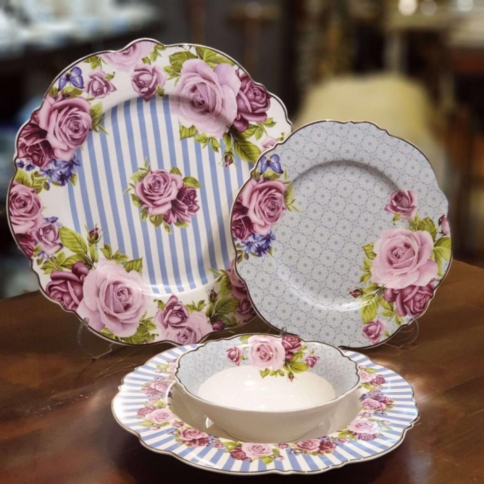LOTUS BLUE ROSE 28 PRÇ 6 KİŞİLİK YEMEK TAKIMI