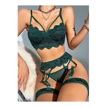 Kadın Yeşil Dantel Detaylı Jartiyer Takım