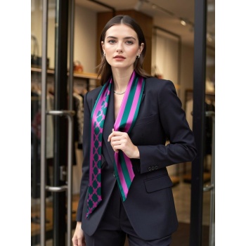 Mor Çizgi Desenli Kadın Fular,Ceket, Elbise ve Gömlek Kombinleri İçin, Hediye Olarak İdeal