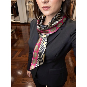 Kadın Zebra Desen Saten İnce Fular – Çanta & Boyun Bağlamaya Uygun, Şık Hediye Seçeneği