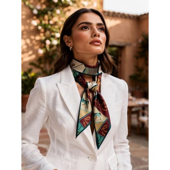 Kadın Klasik Stil Desenli Fular-Minimal ve Klasik Stil-Zamansız Tasarım, Özel Günler İçin Hediye