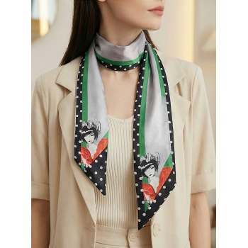 Kadın Gri Gotik Kadın Desenli Geometrik Desenli Fular– Ofis ve Günlük Stil – Şık Hediye Seçeneği