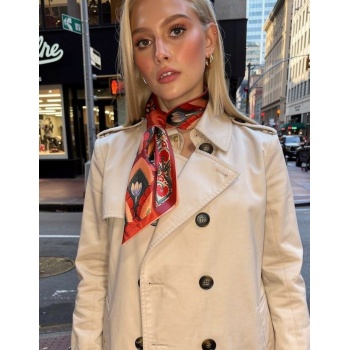 Kadın Zamansız Çiçek Lale Geometrik Desenli Fular,Kombin Tamamlayıcı – Hediye Olarak İdeal