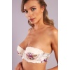 Golshan Gitana  Half Push Up Bra,Çiçekli Ekru Straplez Konforlu ve Şık Sütyen