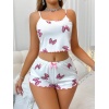 Kadın Fiyonklu Beyaz Şortlu Pijama Takımı