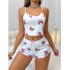 Kadın Fiyonklu Beyaz Şortlu Pijama Takımı
