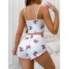 Kadın Fiyonklu Beyaz Şortlu Pijama Takımı