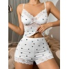 Dantelli Siyah Kalpli Şortlu Pijama Takımı