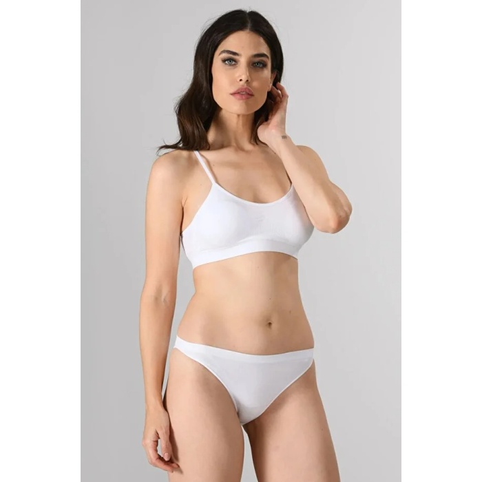 Kadın Ince Askılı Pedli Büstiyer Yarım Atlet Sütyen 3lü Set