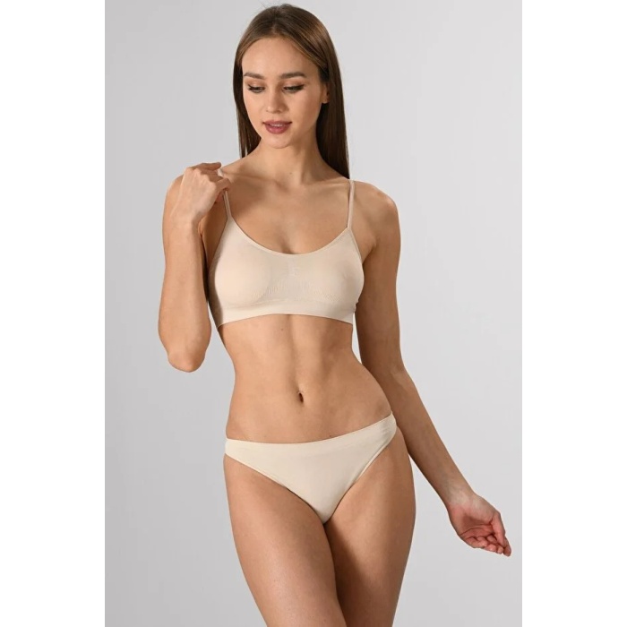 Kadın Ince Askılı Pedli Büstiyer Yarım Atlet Sütyen 3lü Set.