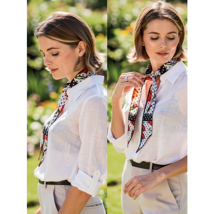 Puantiye Desenli Kadın Fular – Ceket, Elbise ve Gömlek Kombinleri İçin, Hediye Olarak İdeal