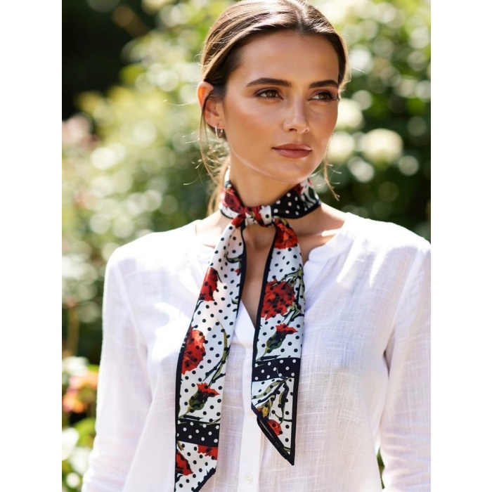 Puantiye Desenli Kadın Fular – Ceket, Elbise ve Gömlek Kombinleri İçin, Hediye Olarak İdeal