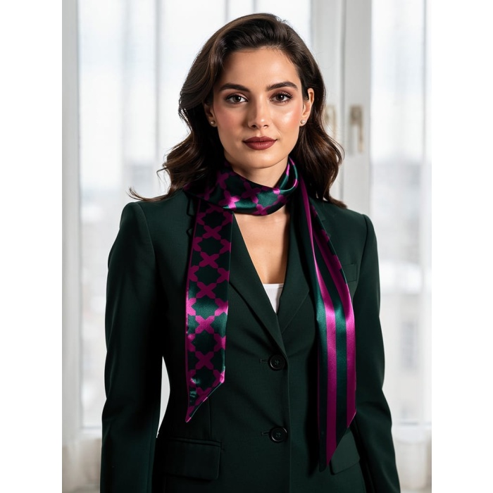 Mor Çizgi Desenli Kadın Fular,Ceket, Elbise ve Gömlek Kombinleri İçin, Hediye Olarak İdeal