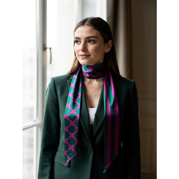 Mor Çizgi Desenli Kadın Fular,Ceket, Elbise ve Gömlek Kombinleri İçin, Hediye Olarak İdeal