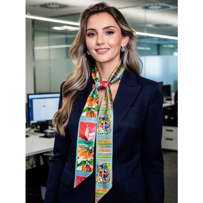 Kadın Çiçek Hayvan Desenli Modern Fular – Boyun, Çanta & Saç Aksesuarı – Şık Hediye Alternatifi
