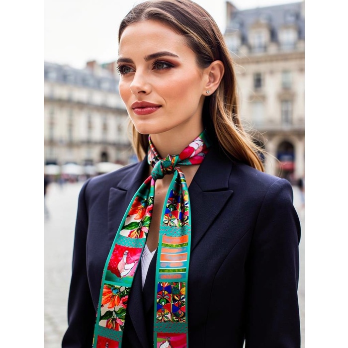 Kadın Çiçek Hayvan Desenli Modern Fular – Boyun, Çanta & Saç Aksesuarı – Şık Hediye Alternatifi