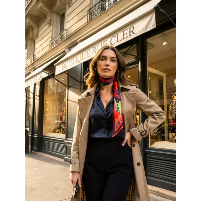 Kadın Çiçek Desenli Modern Desenli Fular – Boyun, Çanta & Saç Aksesuarı – Şık Hediye Alternatifi