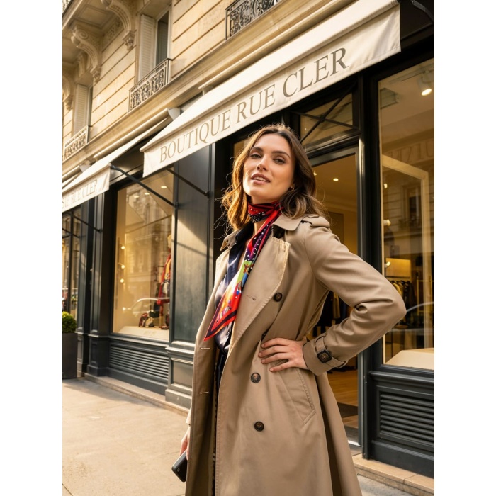 Kadın Çiçek Desenli Modern Desenli Fular – Boyun, Çanta & Saç Aksesuarı – Şık Hediye Alternatifi