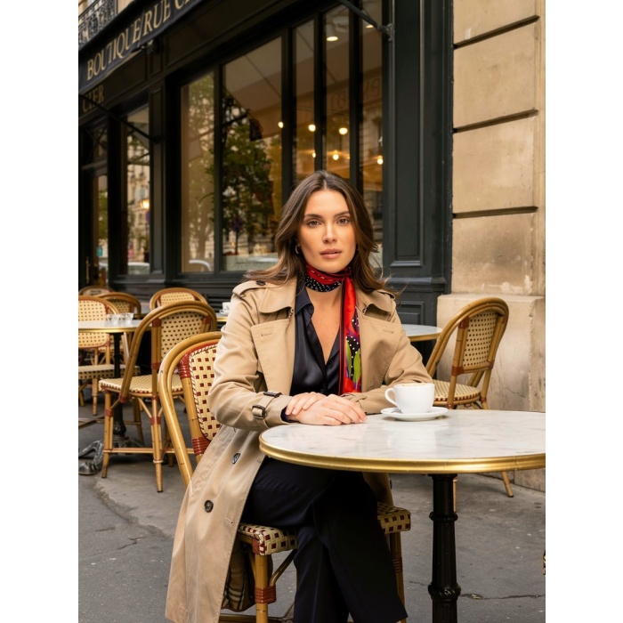 Kadın Çiçek Desenli Modern Desenli Fular – Boyun, Çanta & Saç Aksesuarı – Şık Hediye Alternatifi