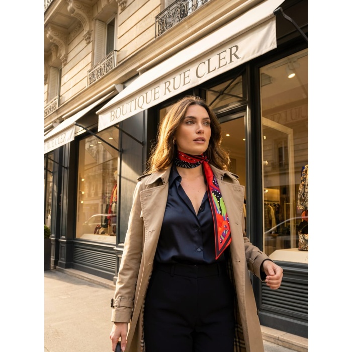 Kadın Çiçek Desenli Modern Desenli Fular – Boyun, Çanta & Saç Aksesuarı – Şık Hediye Alternatifi