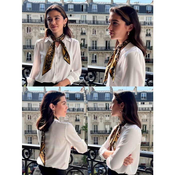 Kadın Leopar Desen Boyun Fuları-Boyun ve Saç Aksesuarı, Şık Görünüm, Hediye İçin Uygun