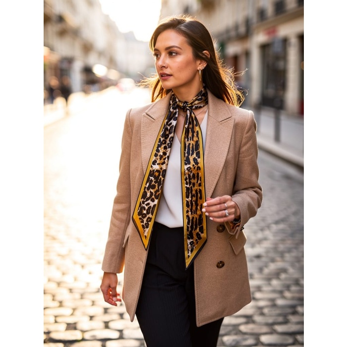 Kadın Leopar Desen Boyun Fuları-Boyun ve Saç Aksesuarı, Şık Görünüm, Hediye İçin Uygun