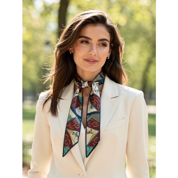 Kadın Klasik Stil Desenli Fular-Minimal ve Klasik Stil-Zamansız Tasarım, Özel Günler İçin Hediye