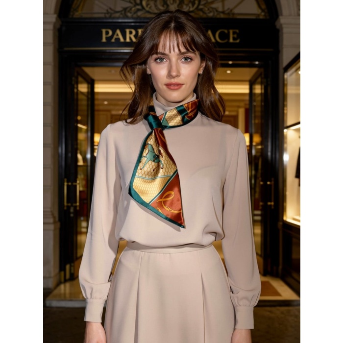 Klasik At Desenli Kadın Boyun Fuları,Minimal ve Şık Stil Kadın Boyun Fuları,Elbise Aksesuar