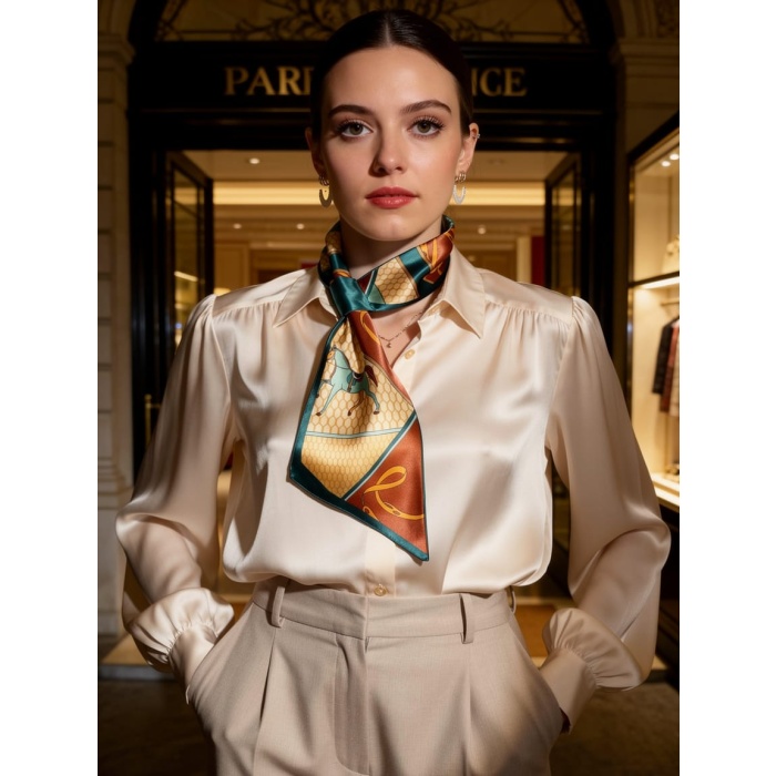 Klasik At Desenli Kadın Boyun Fuları,Minimal ve Şık Stil Kadın Boyun Fuları,Elbise Aksesuar