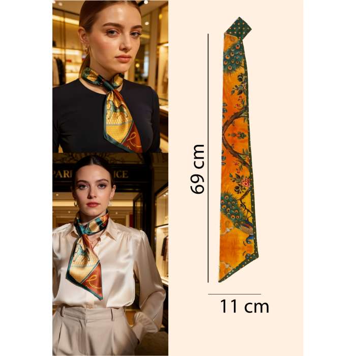 Klasik At Desenli Kadın Boyun Fuları,Minimal ve Şık Stil Kadın Boyun Fuları,Elbise Aksesuar