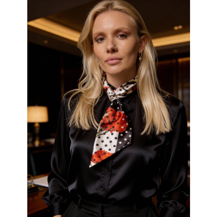 Çiçek ve Puantiye Desenli Kadın Fular,Ceket,Elbise ve Gömlek Kombinleri İçin,Hediye Olarak İdeal