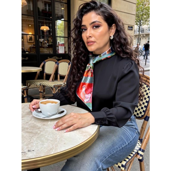 Bohem  Çiçek Desenli Modern Desenli Fular,Boyun, Çanta & Saç Aksesuarı – Şık Hediye Alternatifi