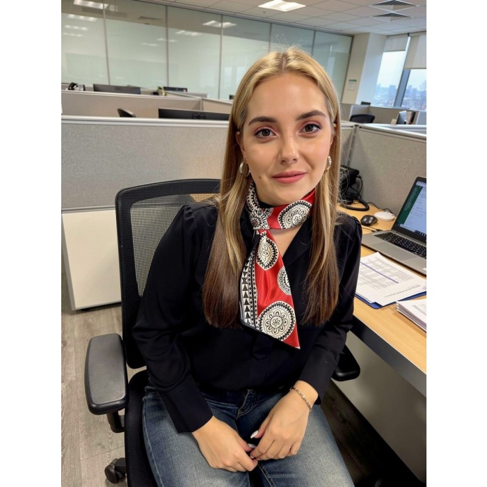 Etnik Desen Kombin Tamamlayıcı Kadın Saten Fular Günlük&Özel Gün,Hediye Olarak Alınır