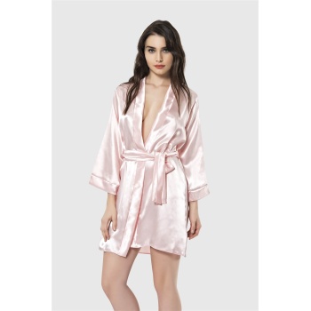 Arias Closet Somon Kısa Saten Sabahlık
