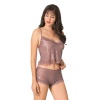 Arias Closet Vizon Jakarlı Babydoll Şort Takımı