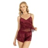 Arias Closet Bordo Saten Şort Takımı 9209