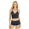 Arias Closet Lacivert Saten Şort Takımı 9222
