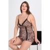 Arias Closet Büyük Beden Leopar Desenli Şort Takımı 1074