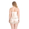 Arias Closet Büyük Beden Fildişi Saten Babydoll Şort Takımı