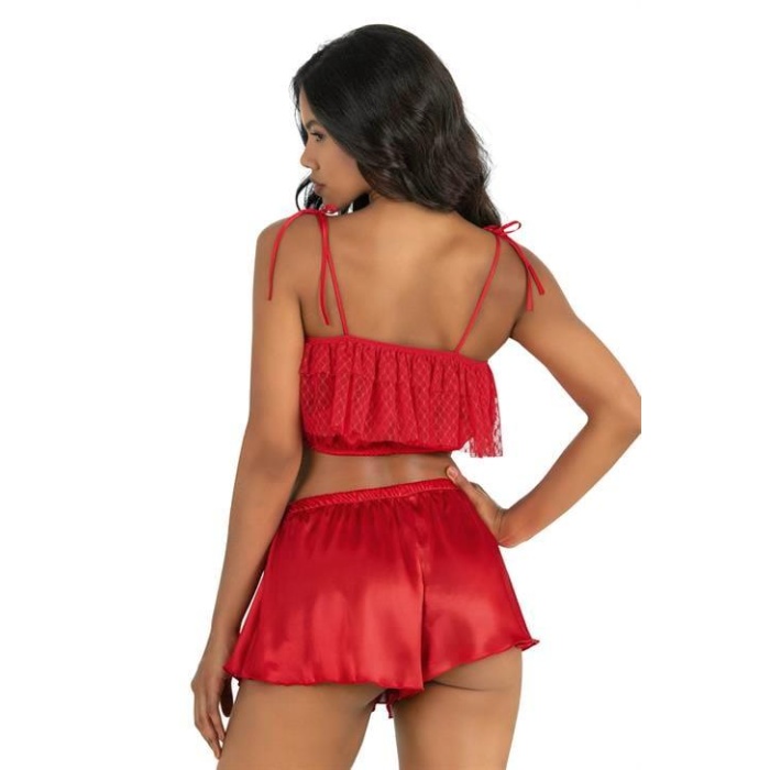Arias Closet Kırmızı Saten Şort Takımı 9206