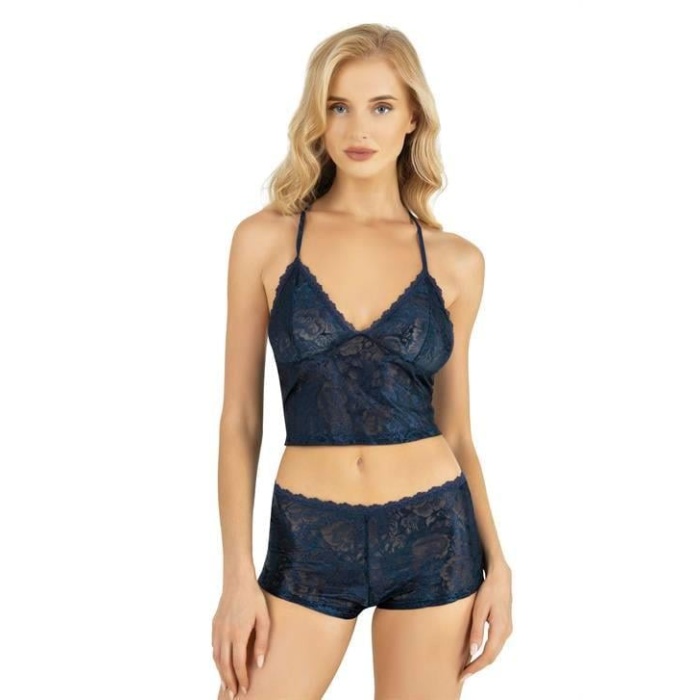 Arias Closet Lacivert Saten Şort Takımı 9222