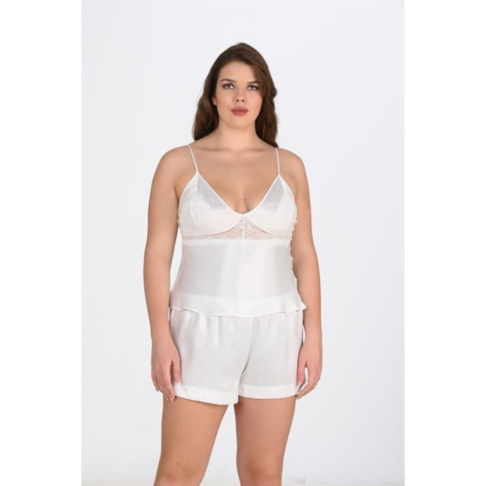 Arias Closet Büyük Beden Ekru Şort Takımı